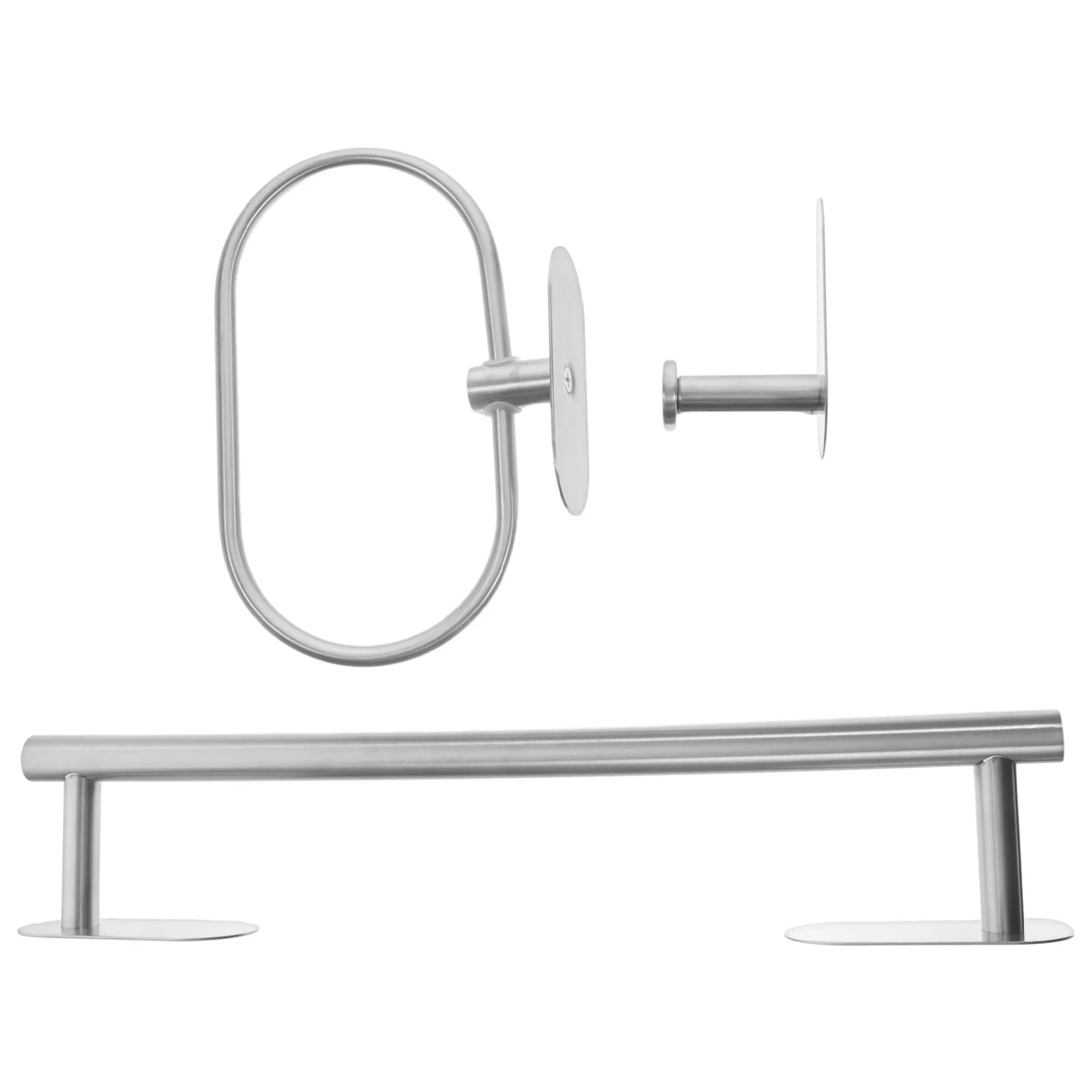 

1Set Towel Storage Rack Set Stainless Steel Punch Free Bathroom Towel Organizer No Drill Wall Mounted Hanging Pole for Towels