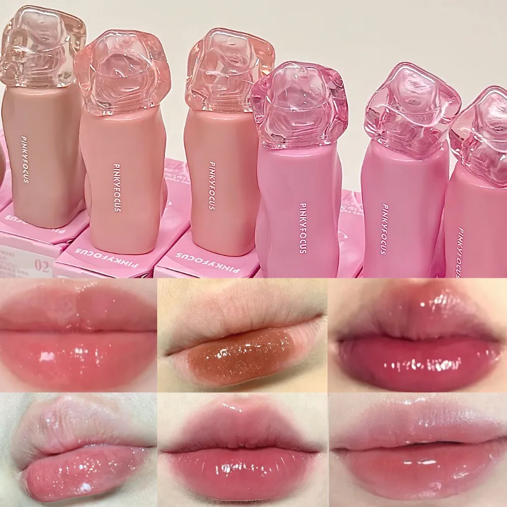 Pinkyfocus Glossy Mirror Lip Gloss Hydrating Juicy Nude Lip Tint Long Lasting Daily Natural Makeup for Spring Summer Cosmetic