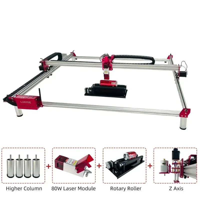 All Metal CNC and laset 2 in 1 Engraving Machine With Phone Software 80w laset Engraver Rotary Model 100CM Area laset Cutter