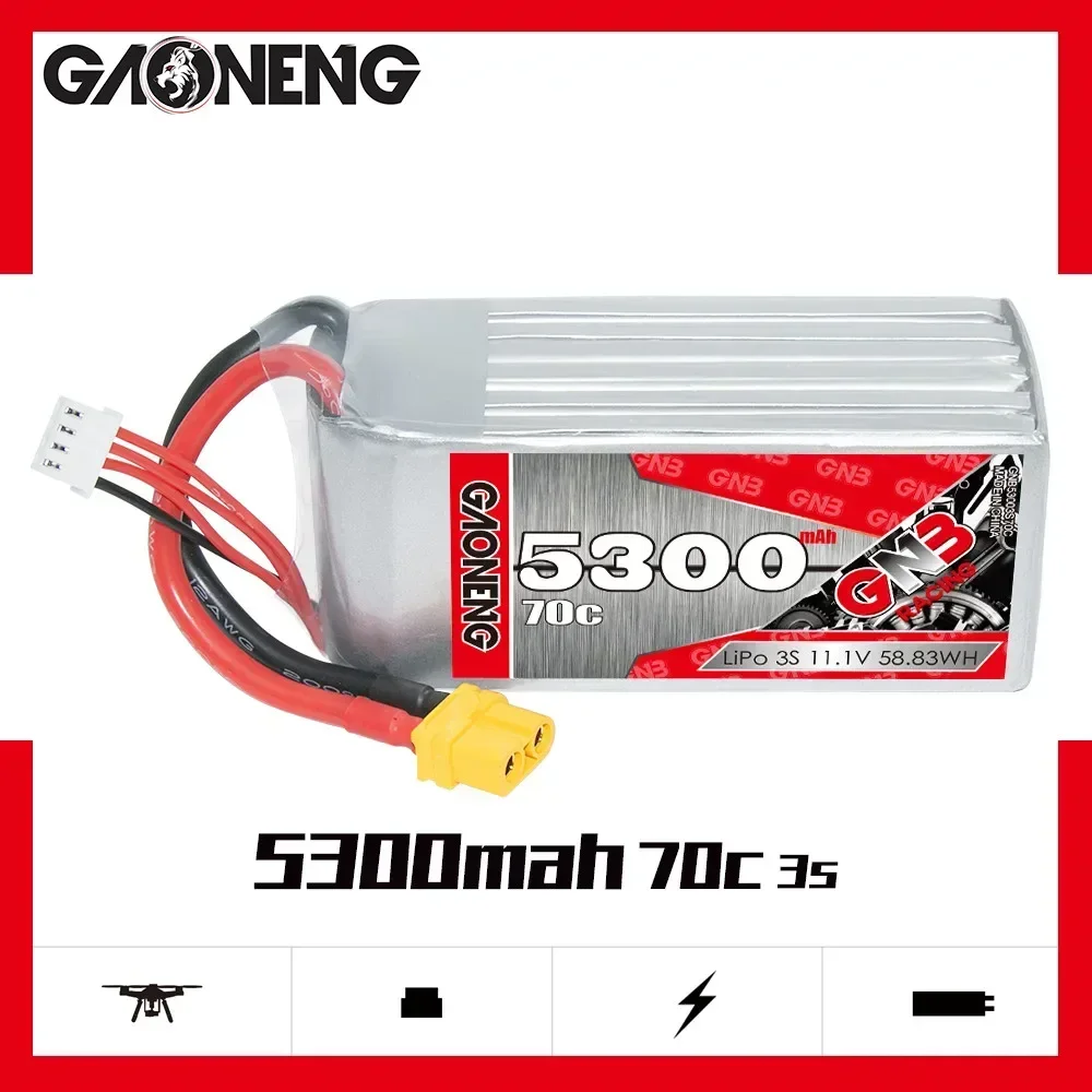 GAONENG GNB 3S2P 5300mAh 11.1V 70C Soft Shorty Lipo Battery Pack With XT90S EC5 XT60 Plug For RC Car Race Boat Truck Parts