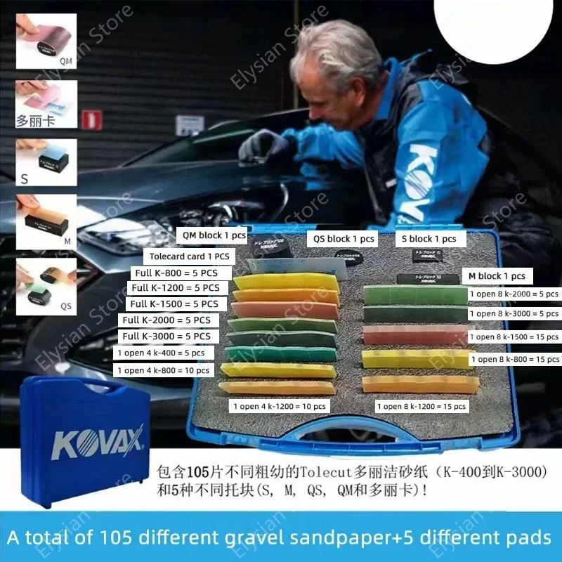 Kovax Tolekit Japan Geïmporteerd Vierkant Droog Schuurpapier Polijsten 400-3000 Grit Automotive Spray Paint Schurende Set