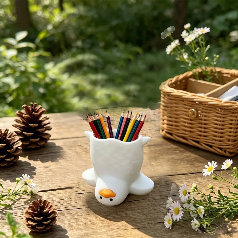 Inverted duck styling pen holder, cute creative pen holder, creative desktop decoration ornament