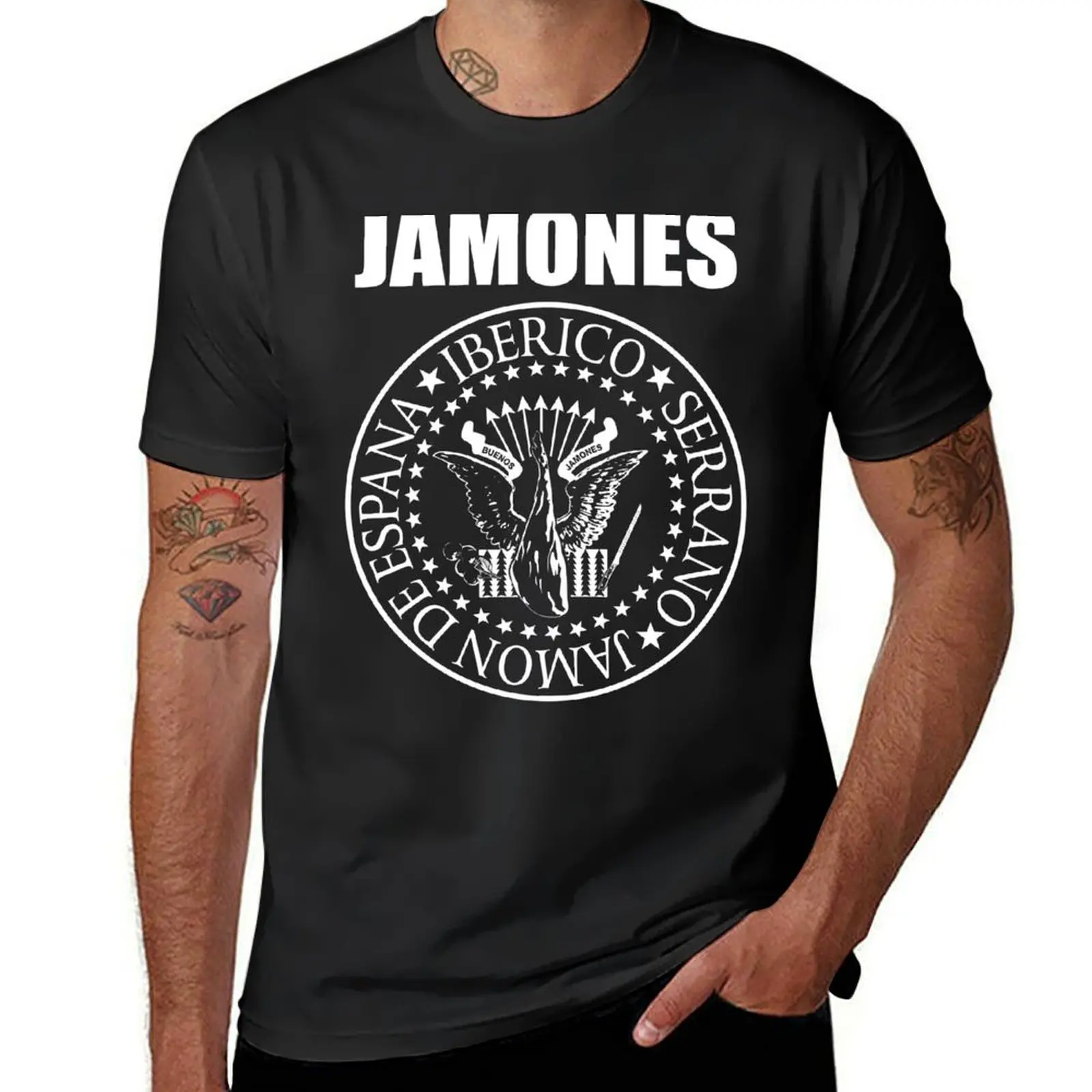 Camiseta de Buenos Jamones para hombre, ropa de verano, en blanco, animal prinfor, color negro