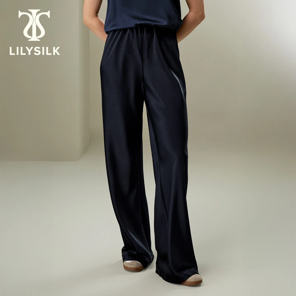 LILYSILK Womens Full Bias Cut Silk Pants Ladies Minimalist Style Relaxed Fit Trouser for Multiple Occasions