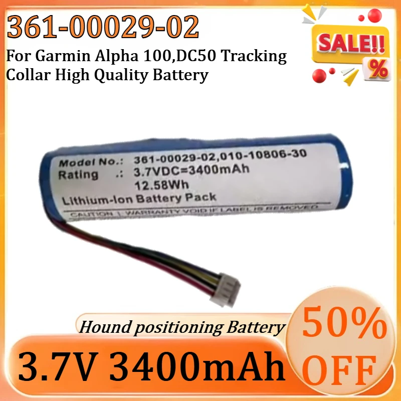 New 361-00029-02 3.7V 3400mAh Dog Collar Battery for Garmin Alpha 100,DC50 Tracking Collar High Quality Battery