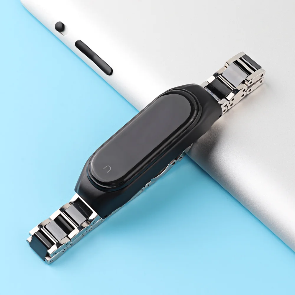 Ceramic Strap for Xiaomi Mi Band 9 8 7 6 5 4 3 Metal Stainless Steel Replacement Wristband for Mi Band 8 7 6 5 Mi Band 5 4 Strap