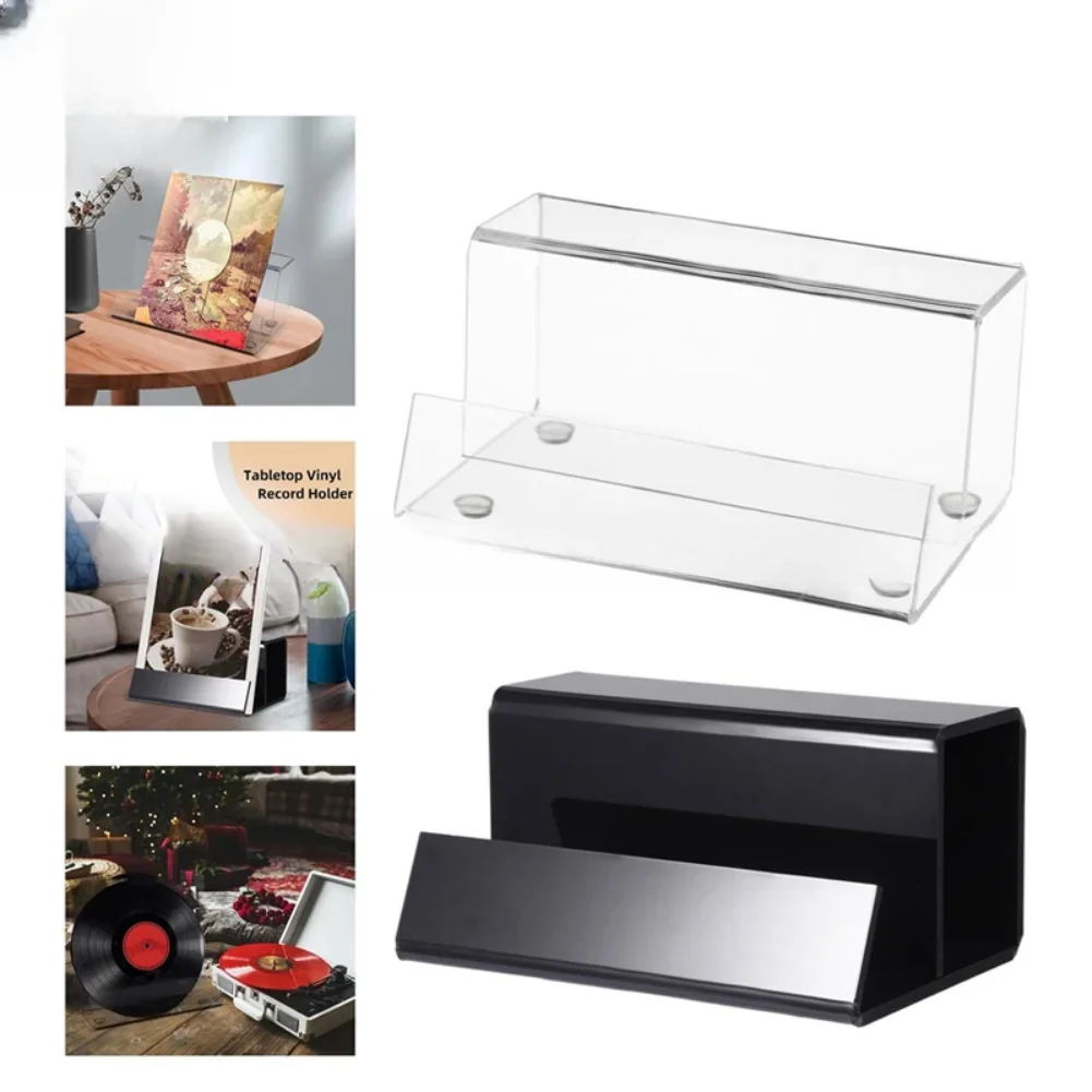 Stylish Acrylic Black Vinyl Record Storage Rack Black Transparent Vinyl Record CD Album Storage Organizer Collection Stand