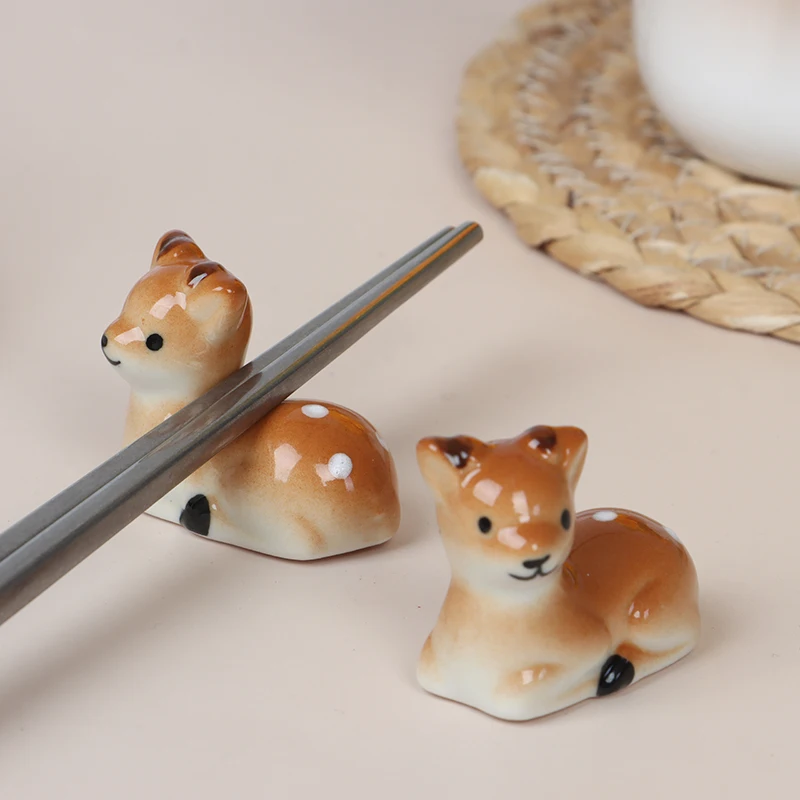 Cute Sika deer Ceramic Chopsticks for Daily Use Chopstick Rack Chopstick Holder