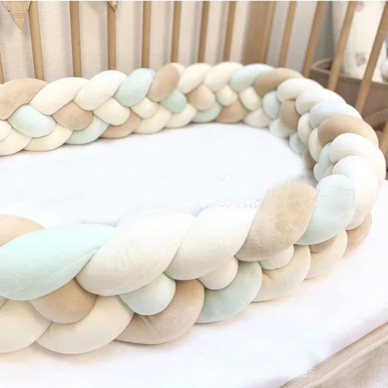 Newborn Baby Crib Bumper Cot 2M 3M 1M 4 Knotted Infant Protector Bedroom Decoration Cot Bumper Baby Bed Bumper