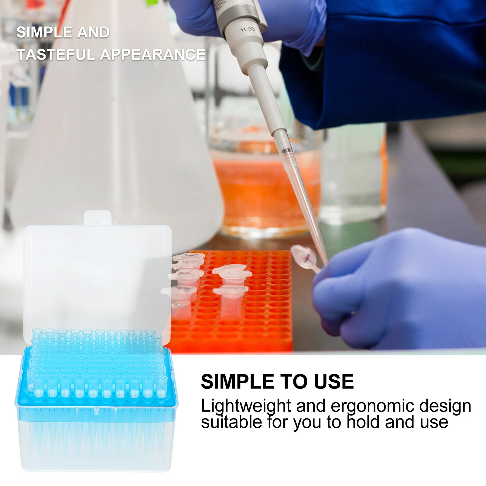 

100Pcs Filter Pipette Tips Disposable Plastic Lengthened Scientific Laboratory Pipettor Accessory for Experiments High