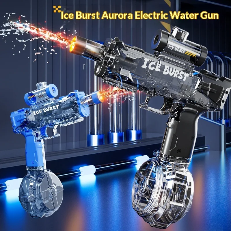 

2026 New Ice Blast Aurora Electric Water Gun Blinking Light Large Capacity Auto Continuous Firing High Pressure Water Blaster