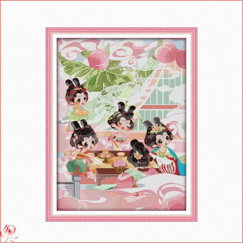 

Красины персикового праздника узор DIY наборы для вышивки крестом вышивка Aida 14CT 11CT белая ткань для печати игольчатые нитки набор домашний декор