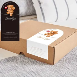 20-50pcs Cute Bear Thank You Stickers Small Business Decorative Label for Boutique Gift Packaging Box Retail Bag Wedding Party