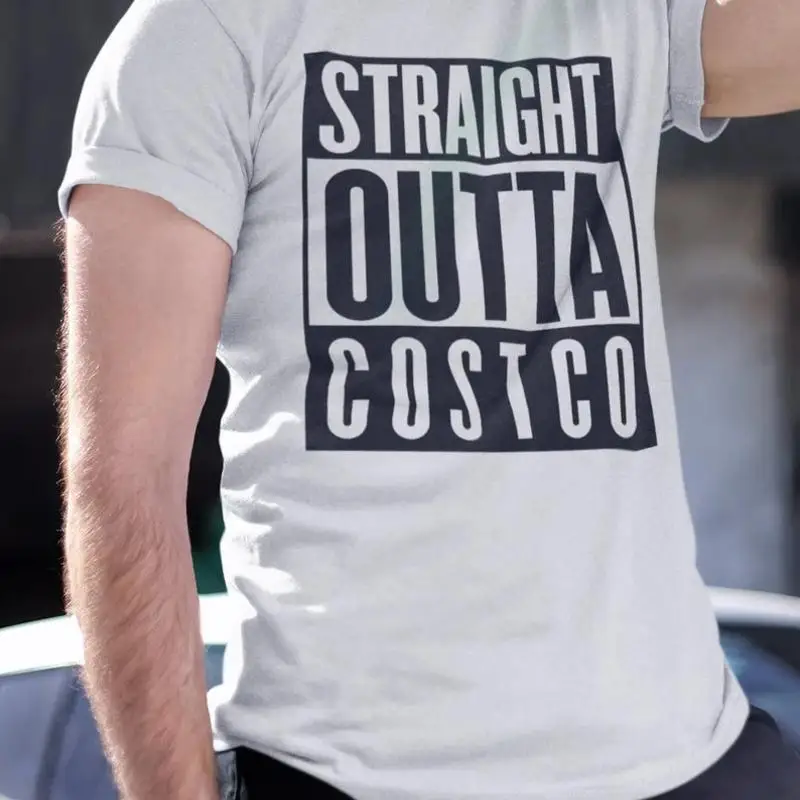 قميص كوستكو مضحك مستقيم من Outta Costco للجنسين جيرسي قصير الأكمام تي شيرت كوستكو