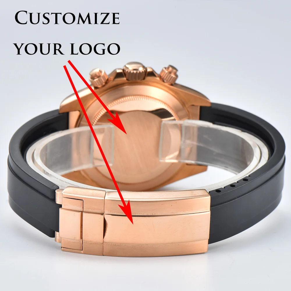 Customize logo new style man\'s VK63 watch luxurious sapphire316steel rose gold sports quartz watch VK63 movement Timing code