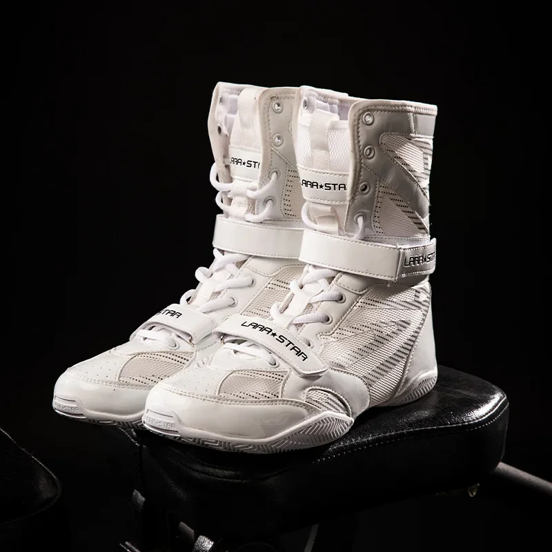 2026 LARA STAR Advanced Edition Men's Boxing Boots Women High Top Hook Loop Breathable Wrestling Shoes Martial Arts Training Sh
