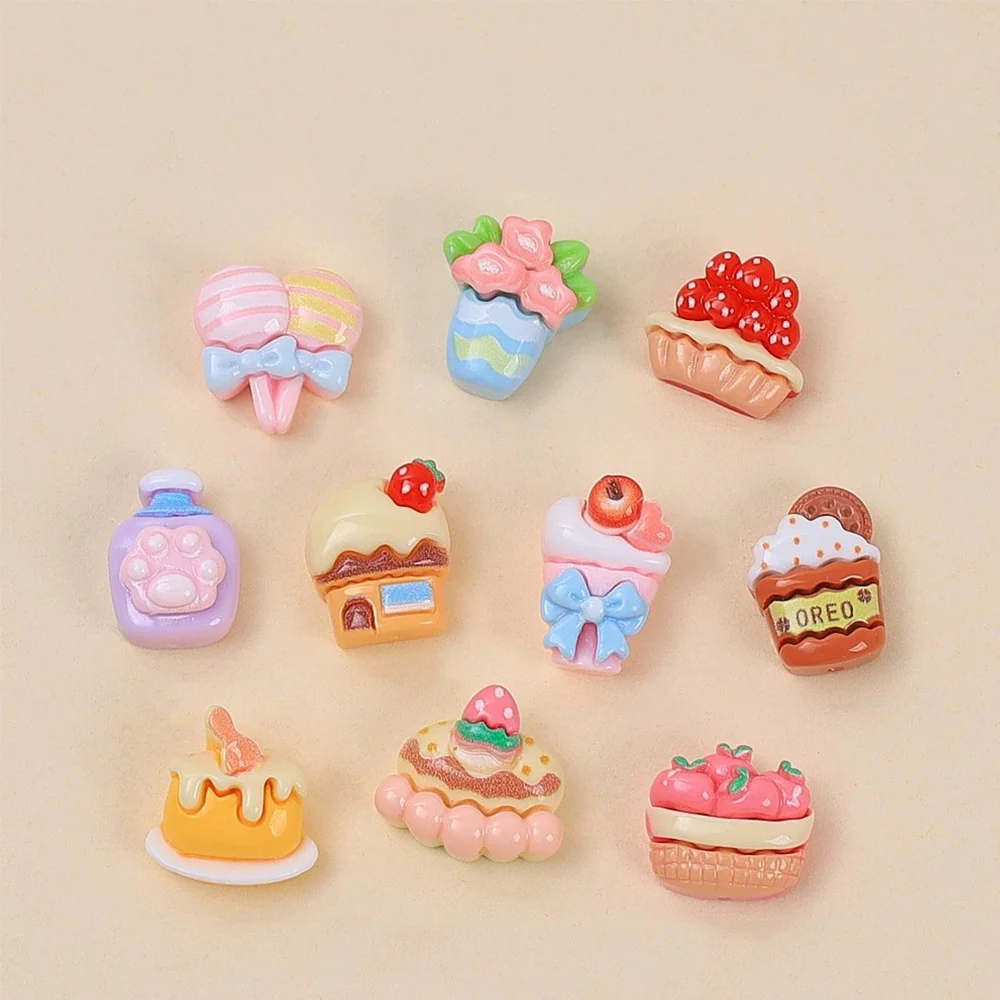 20PCS Mini Sweet Cake Series Miniature Flat Back Resin Cabochons For Hairpin Scrapbooking DIY Home Decor Craft Accessories