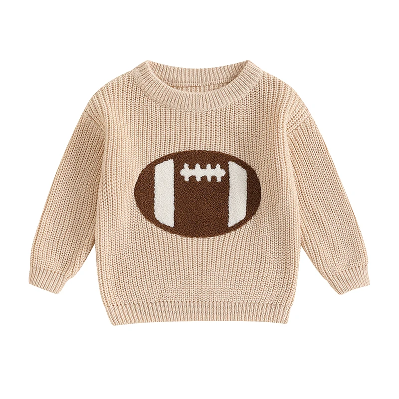 Kids Boys Sweater Long Sleeve Crew Neck Embroidery Rugby Warm Pullover Sweater Winter Clothes