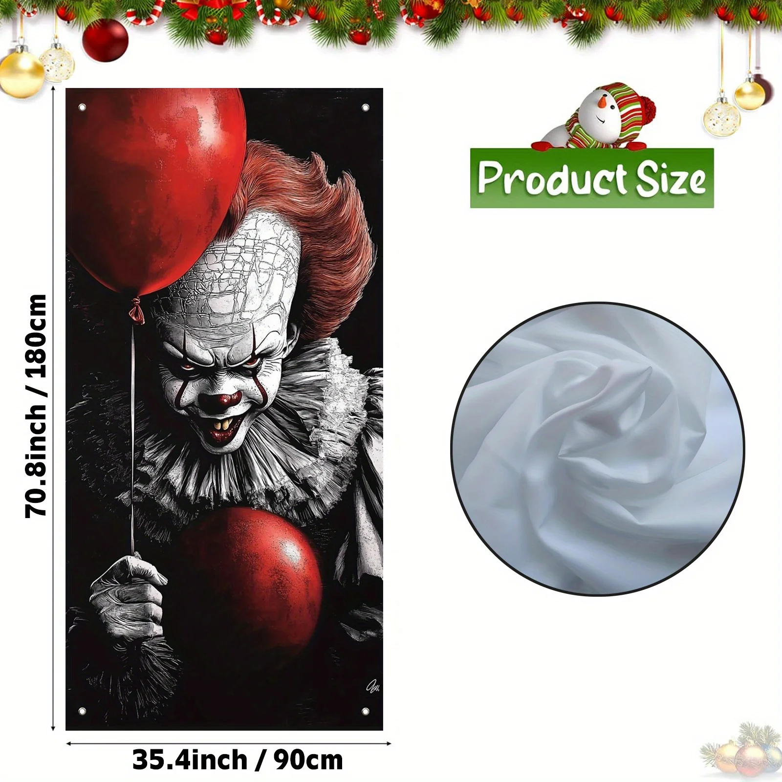 لافتة باب ثنائية الأبعاد، قطعة واحدة، لافتة باب Clown Penny Wise 2D - ديكور حفلات مخيف ومخيف، ديكور الهالوين #3