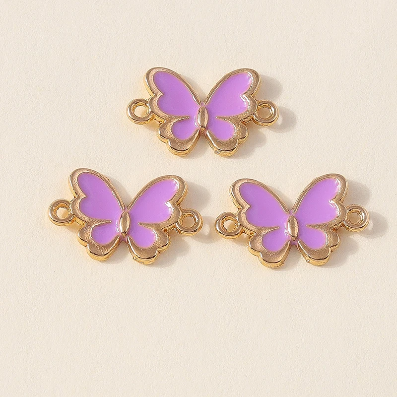20 Stück 16 x 10 mm niedliche bunte Emaille-Schmetterlings-Charms-Anschlüsse-Anhänger für Schmuckherstellung, DIY handgefertigte Armbänder, Halsketten, Geschenke – Detail 9