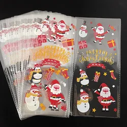50Pcs Christmas Candy Gift Bags Santa Claus Snowflake Xmas Tree Candy Pouch Biscuit Gift Bags for Kids Christmas Party Supplies