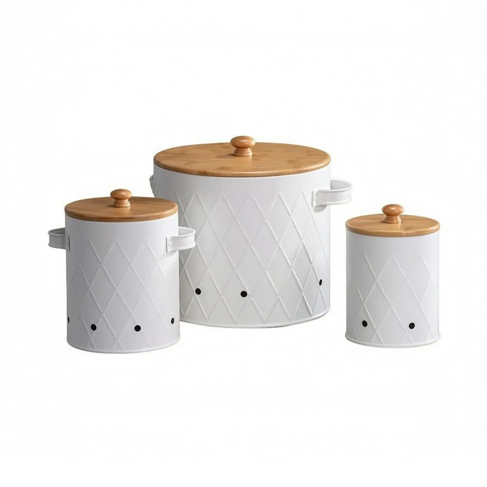 Kitchen Storage Canister with Ventilation Holes and Bamboo Lid for Fresh Produce and Dry Food