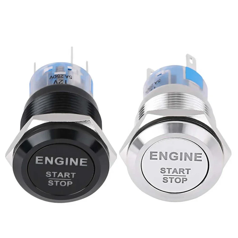 19mm icon Momentary Red 12V Engine Start Stop design Metal Push Button Switch Car Boat Symbols Lamp LED Reset Auto Boat