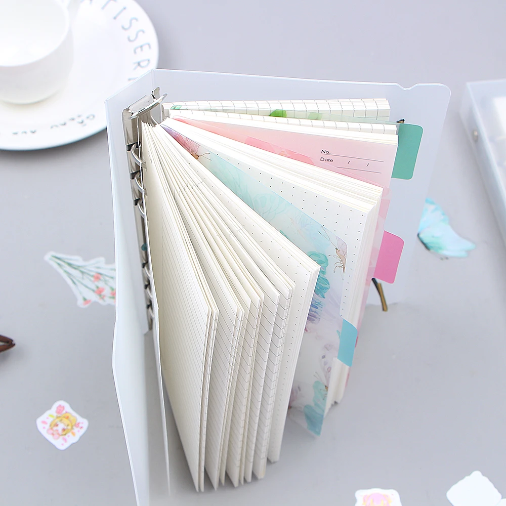 1pc PP frosted translucent strap binder A4B5A5A6 6-hole binder portable ledger elastic band cover notepad paper page gift