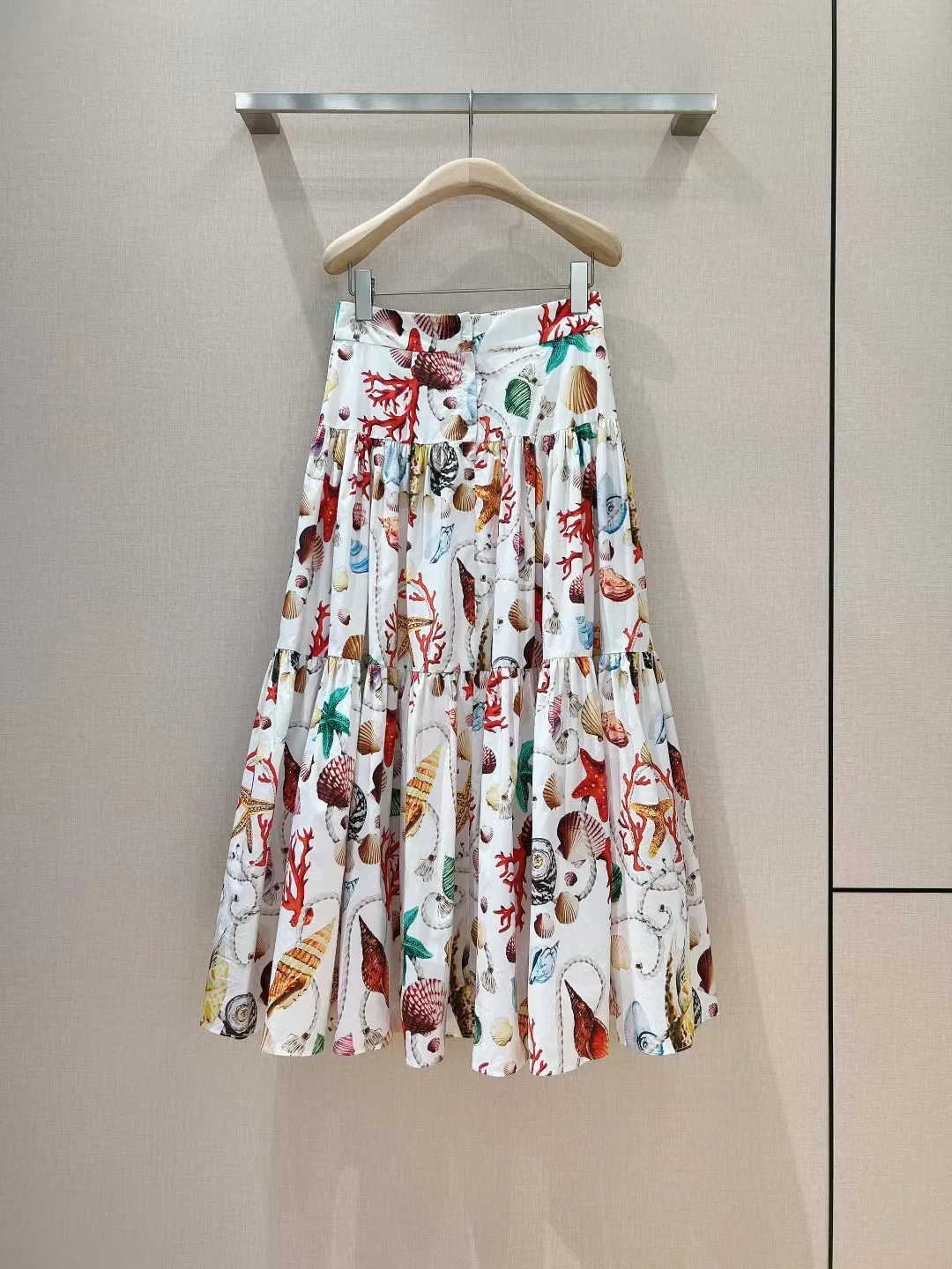 High end customized new women's printed mid length skirt