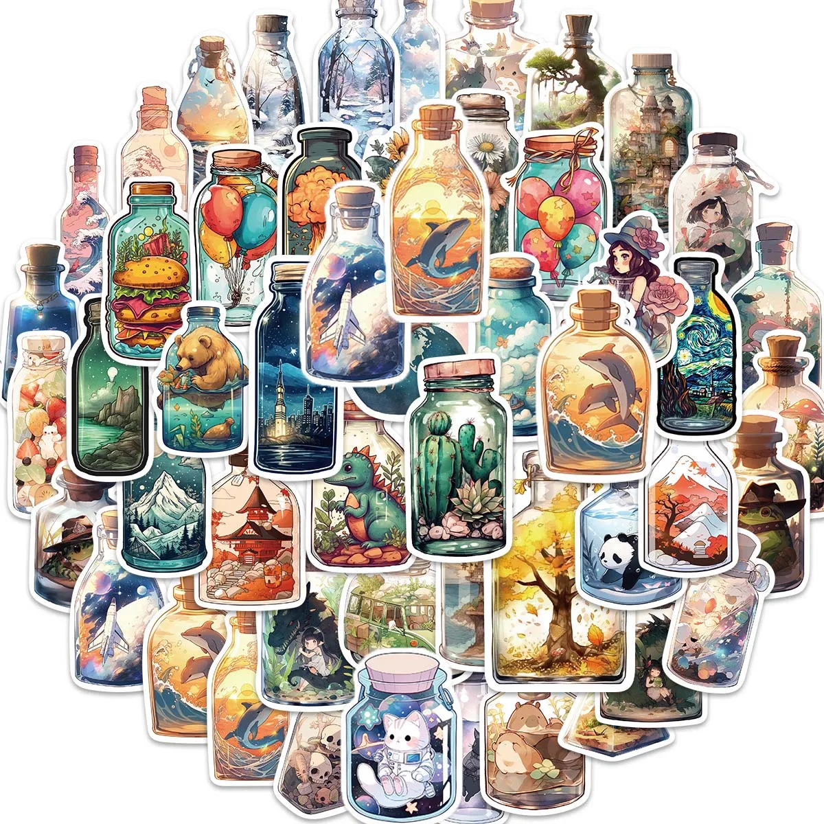 10/50pcs Vintage Cute Animal Bottle Stickers Pack Graffiti Decals Scrapbooking Luggage Laptop Skateboard Notebook Car for Kids