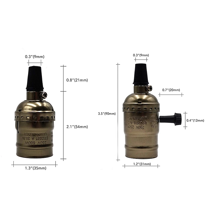 알루미늄 소켓 E26 UL 램프 홀더, 미국 소형 조명 베이스 스위치, DIY 램프 액세서리, 110V, 220V