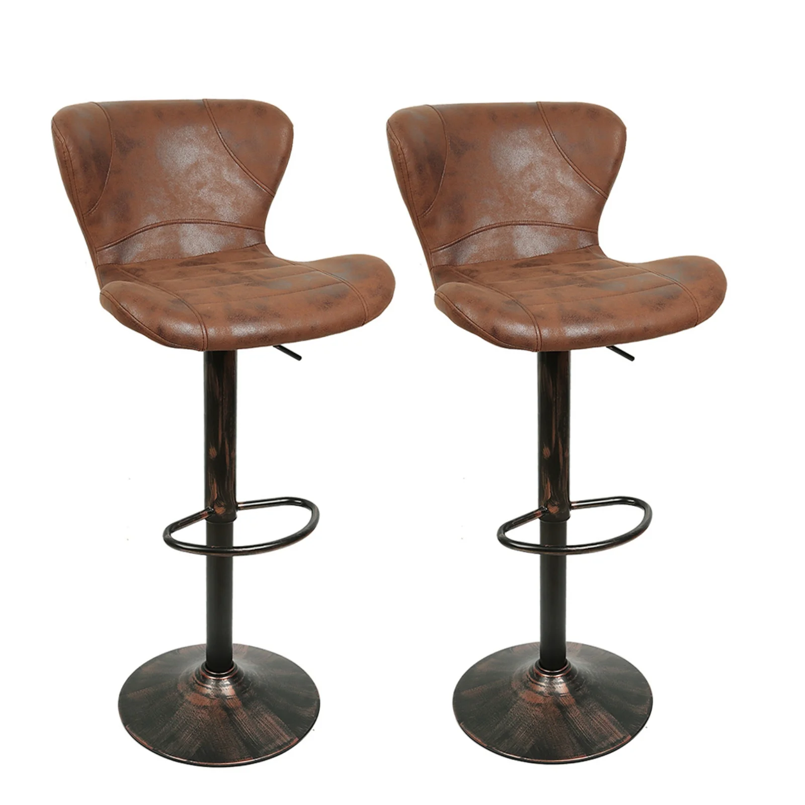 Zestaw 2 stołków barowych |   Stołki barowe z regulacją wysokości |   Krzesła barowe z podnóżkiem |   Krzesła barowe z podstawą w kształcie trąbki