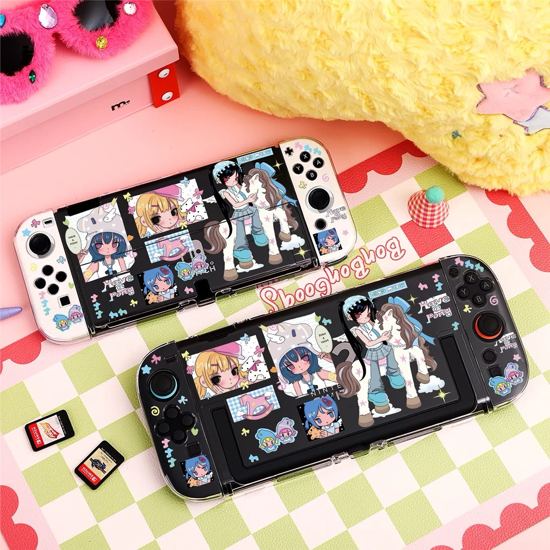 Cartoon Anime Girl Detachable Protective Case for Nintendo Switch 2 OLED NS Console Dockable Non-Slip Joy-Con Controller Cover