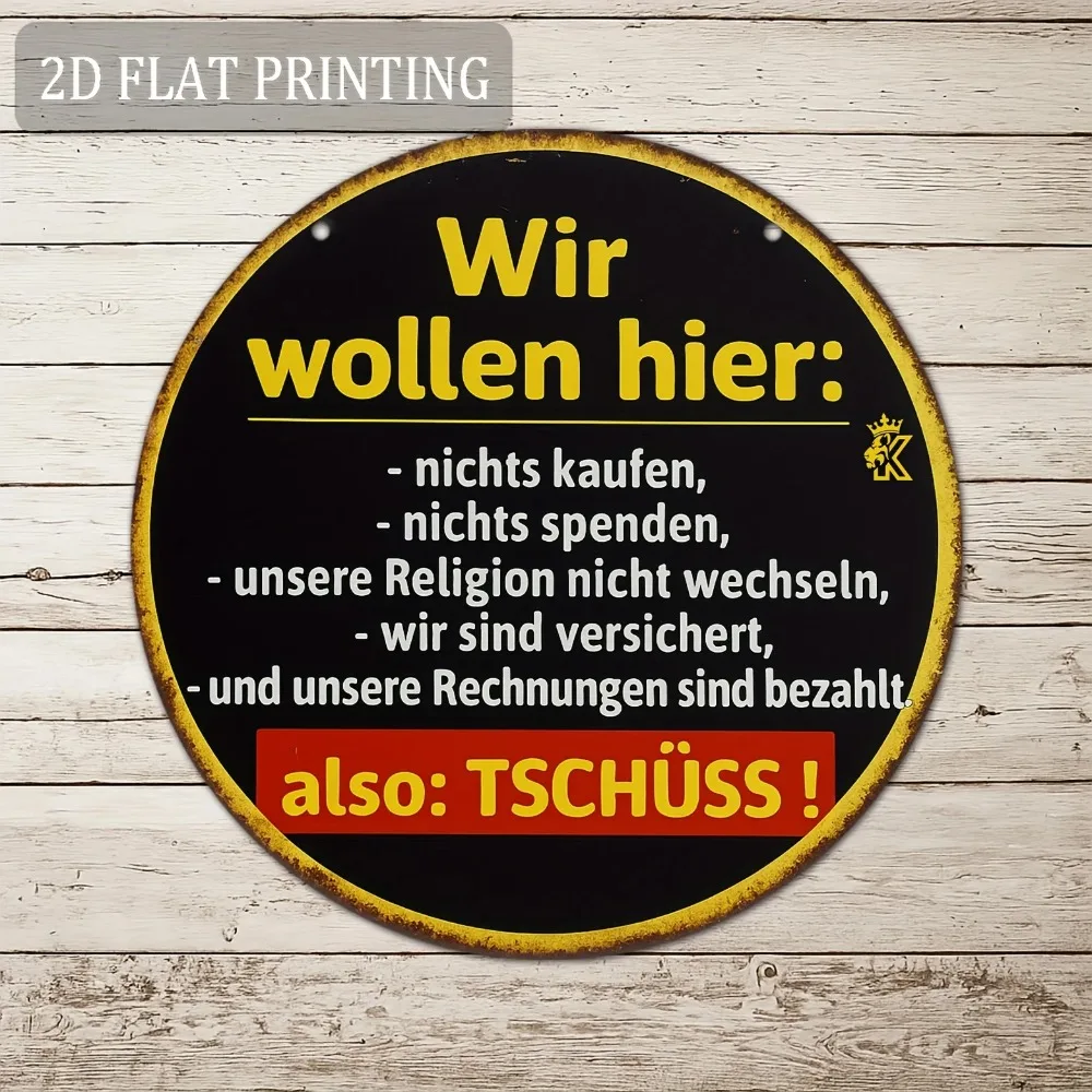 CIFBUY Vintage German Metal Sign 8x8 Inch No Soliciting Door Plaque Retro Wall Decor Home Office Man Cave