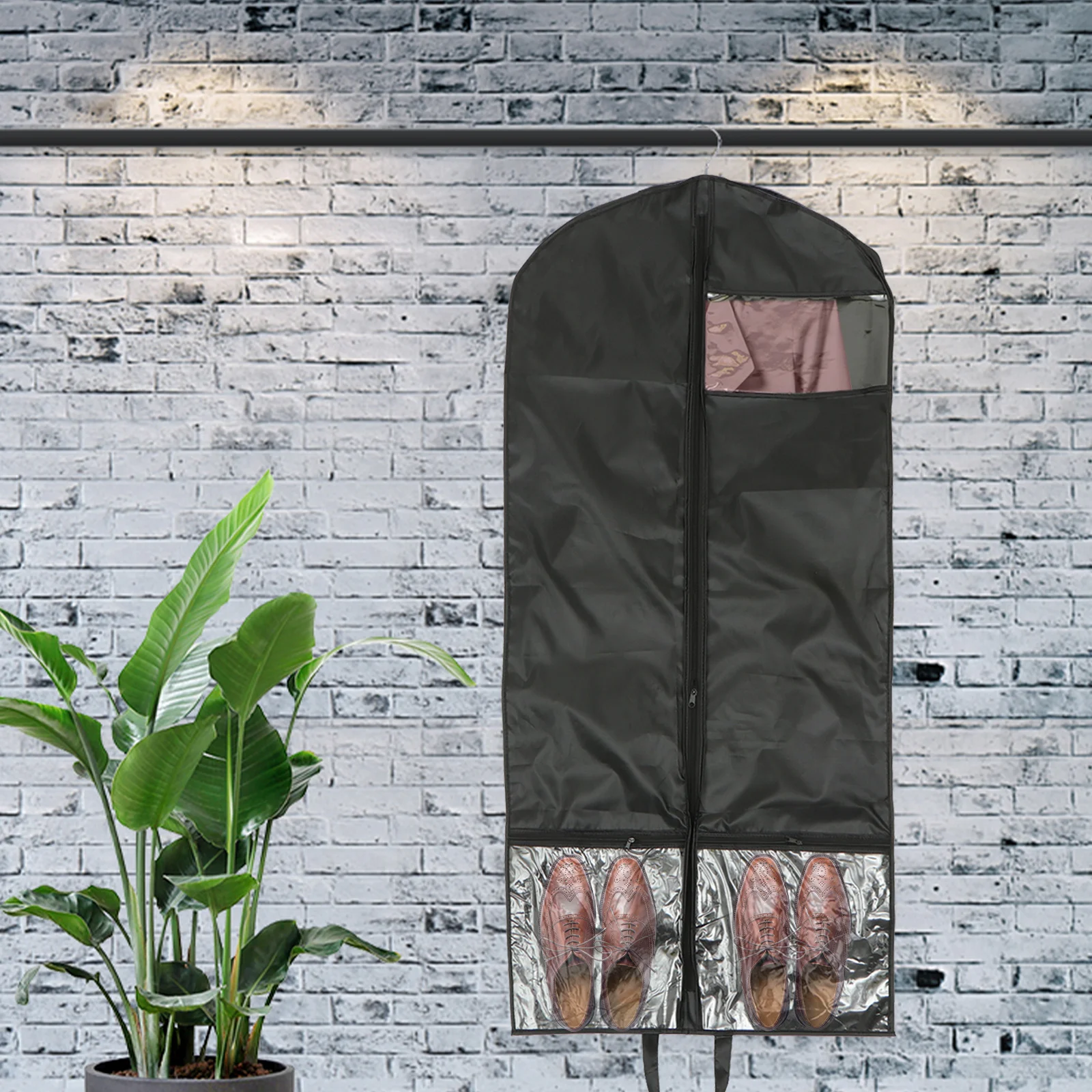 

1 pc For Clothes Vertical Design Large Reusable Folding Garment Bag Black Clothes Dust Cover Practical Dust Cover
