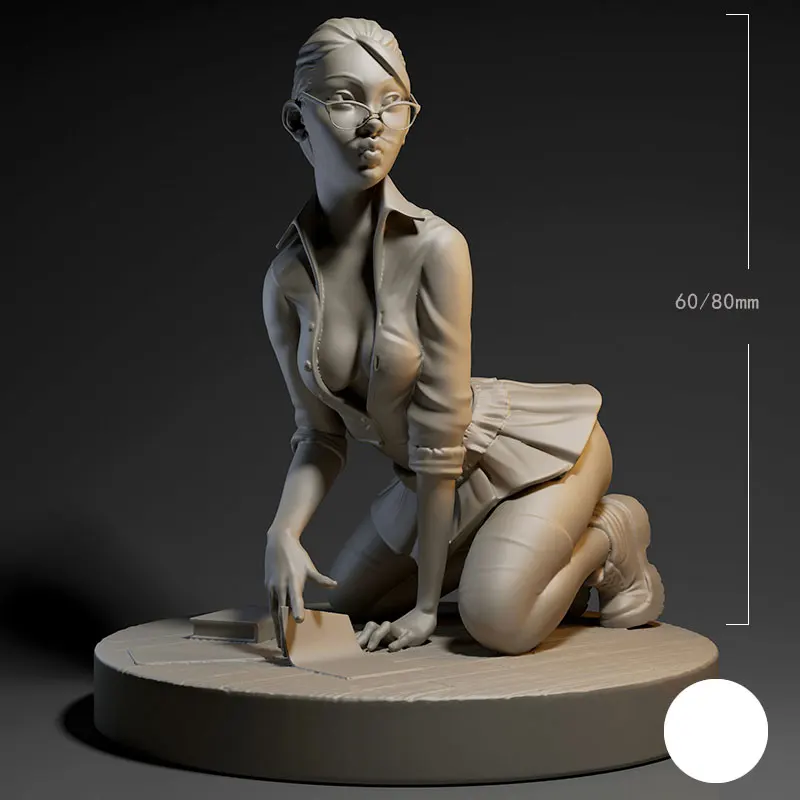 1/24 60mm 1/18 80mm Resin Model Kits Girl Student Figurine Sculpture Unpainted No Color RW-871
