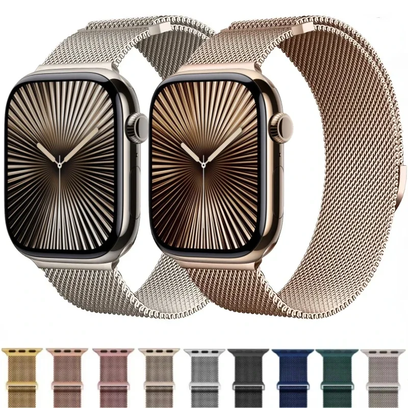 Bracelet milanais en métal pour Bracelet de montre Apple Ultra3/2 49mm 11 10 9 8 7 Bracelet magnétique iWatch 6 5 4 SE2 46mm 45mm 41mm 44mm 40mm