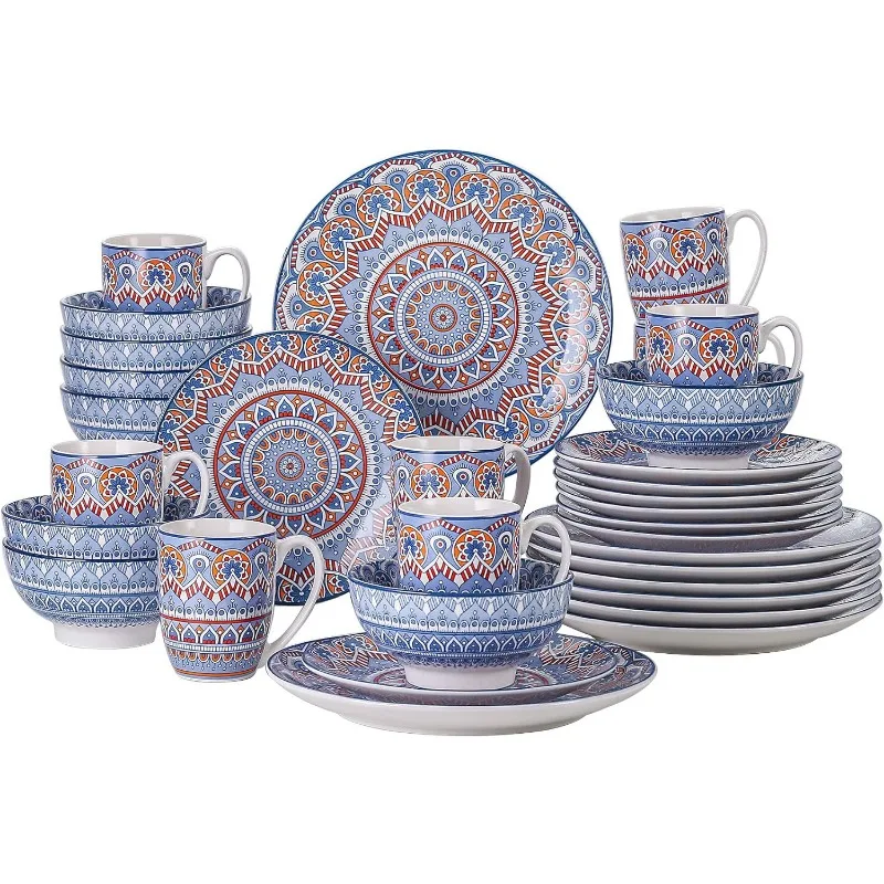 Jasmin Dinnerware Sets for 4 Colorful Porcelain Hand Painted Arabic Style Dinner Set 12 Pieces