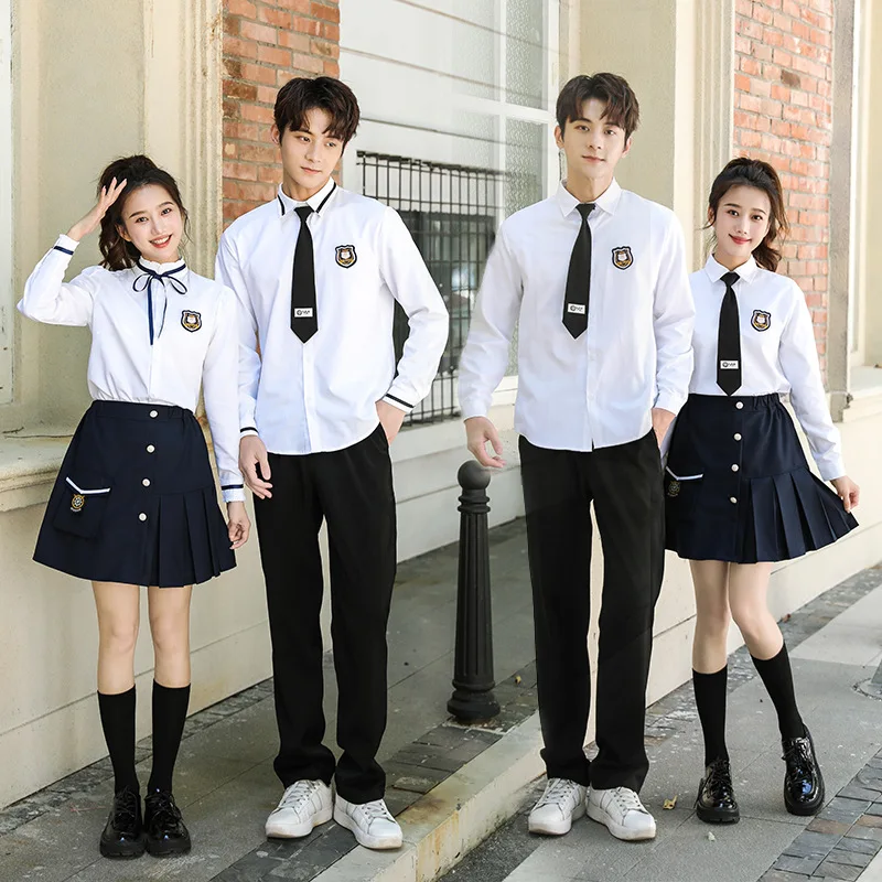 C015 Autumn New Junior High School Uniform Suit Shirt Long Sleeve Trousers Class Graduation Clothing Factory Wholesale