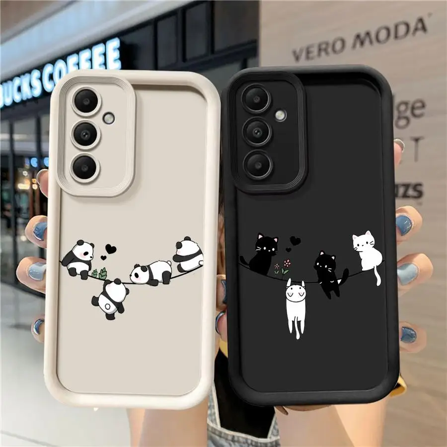 Case for Samsung A54 A52 A14 A53 A12 A13 A23 A71 A34 A51 A13 A33 A15 A32 A22 A55 A24 Phone Cover Cartoon Panda Cat Cute Animal