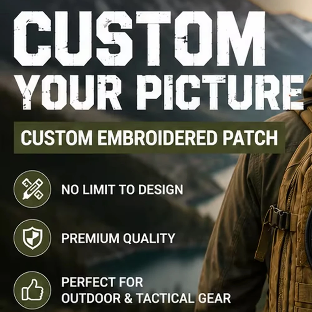 Design Your Own Embroidered Patch, Custom Text & Logo Patch for Jackets, Hats & Bags, Personalized Tactical Hook and Loop Patch