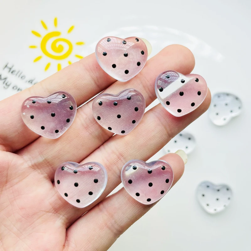 10pcs Cartoon Transparent speckled peach heart resin flatback diy jewelry accessories crafts materials L144