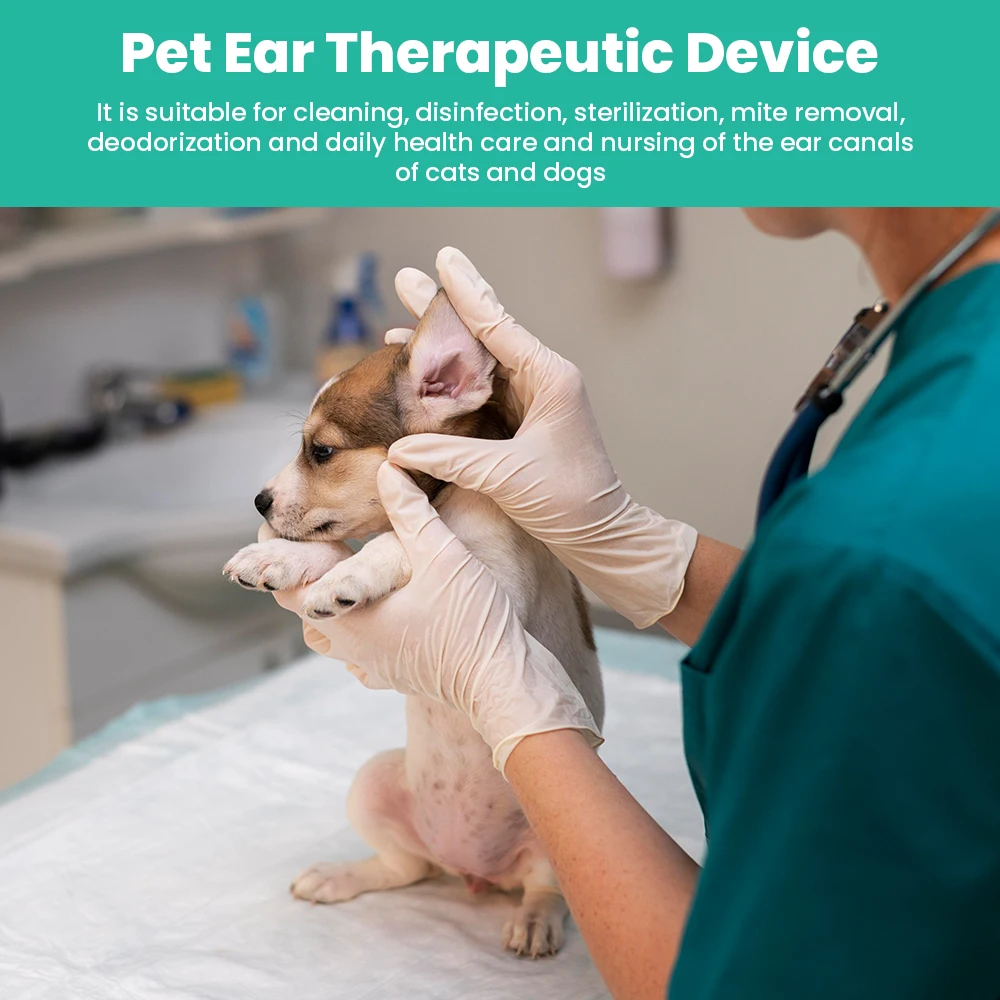 Pet Ozone Ear Cleaner for Dogs Cats Ear Mite Treatment Device Ear Cleaning System for Itch Relief & Odor Removal