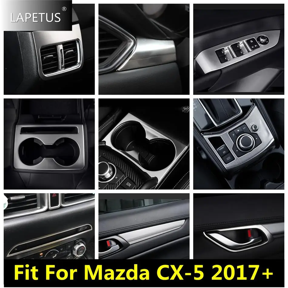 

Car Accessories Window Lift Button / Handle / Water Cup Holder / Gear Shift Panel Cover Trim For Mazda CX-5 2017 - 2024 Silver