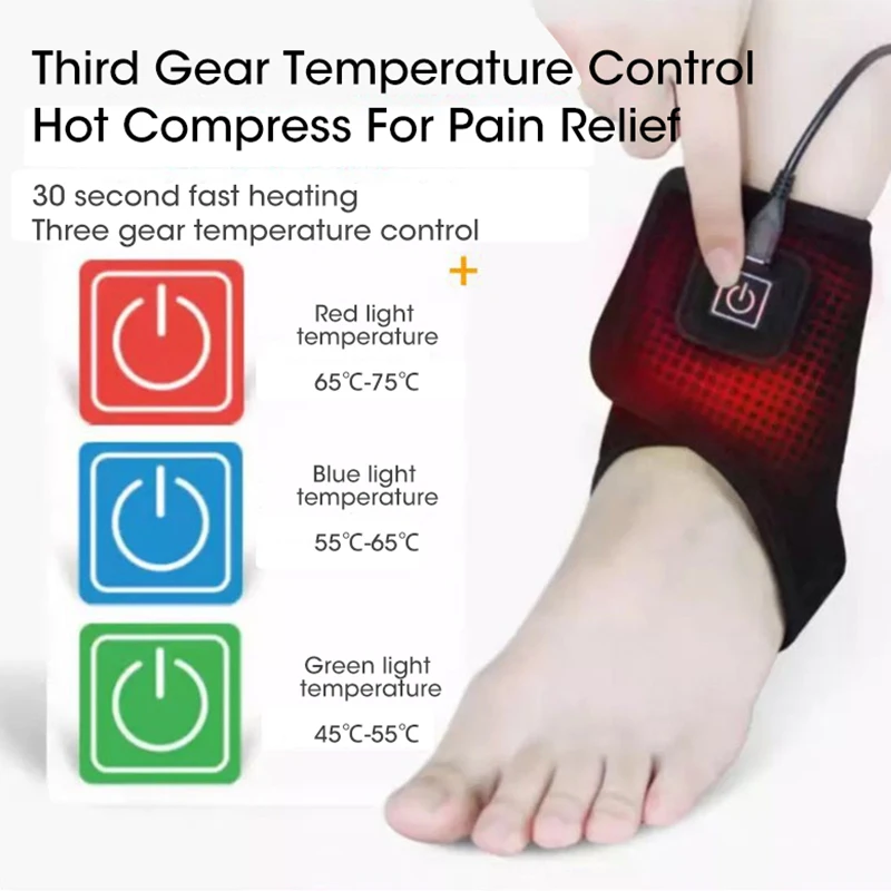 Electric Heated Ankle For Wrap Warmer 3 Gear Temperature Adjustable Ankle Brace Protector for Ankle Injuries Pain Relief