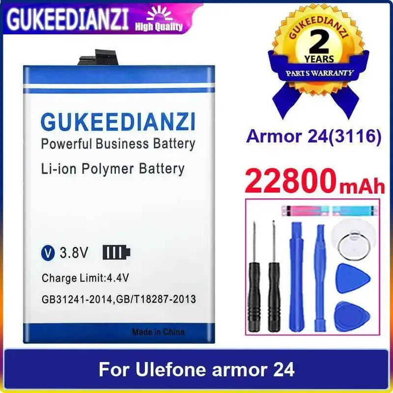 

Для Ulefone Armor 24 3116 хорошая низкотемпературная батарея мобильного телефона 22800 мАч надежная мощность