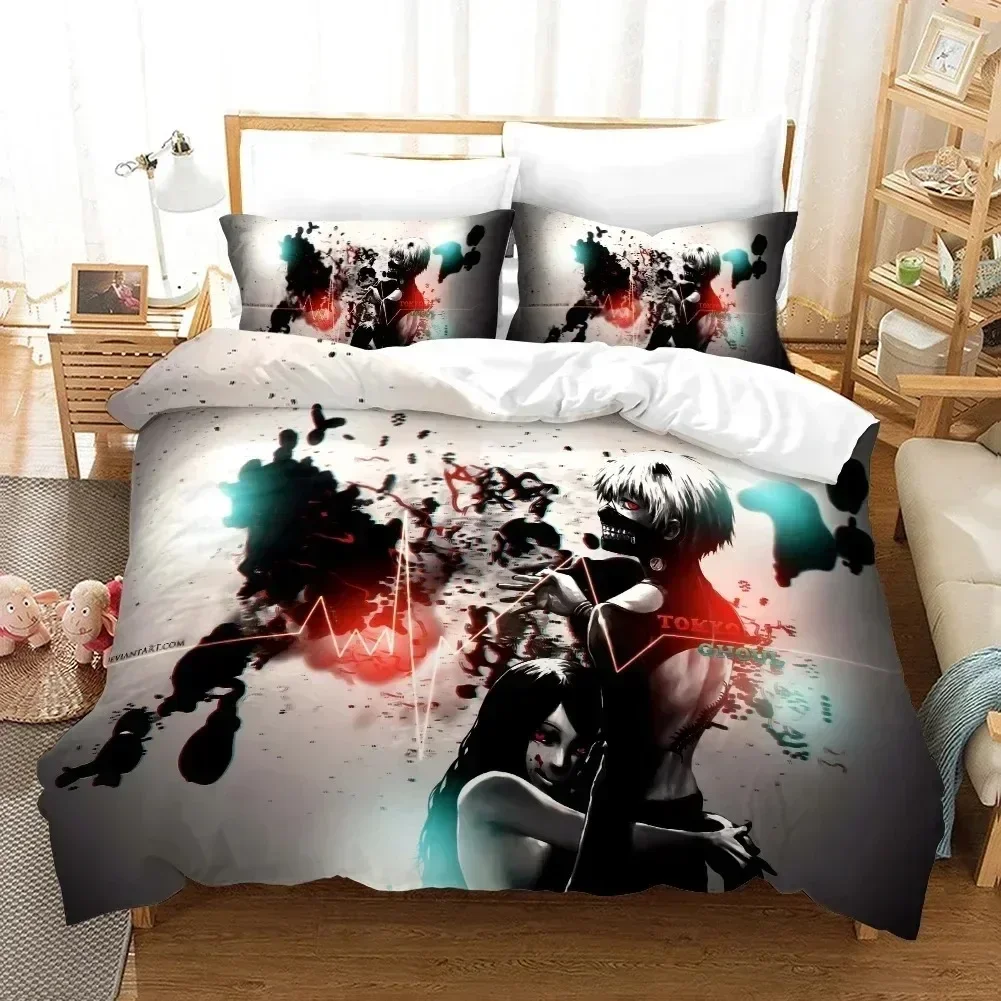 3D Printed Cartoons Tokyo Ghoul Kaneki Ken Bedding Set Double Twin Full Queen King Adult Kids Bedclothes Quilt Cover