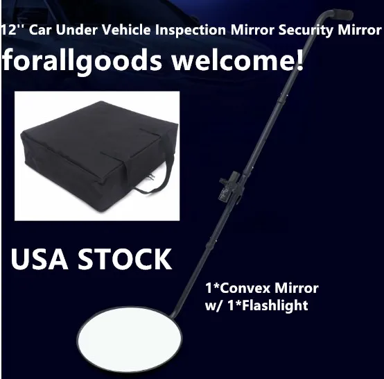 12'' Under Car Chassis Inspection Mirror with Length Extendable Handle DurableTelescopic Rod Undercarriage Inspection Tool