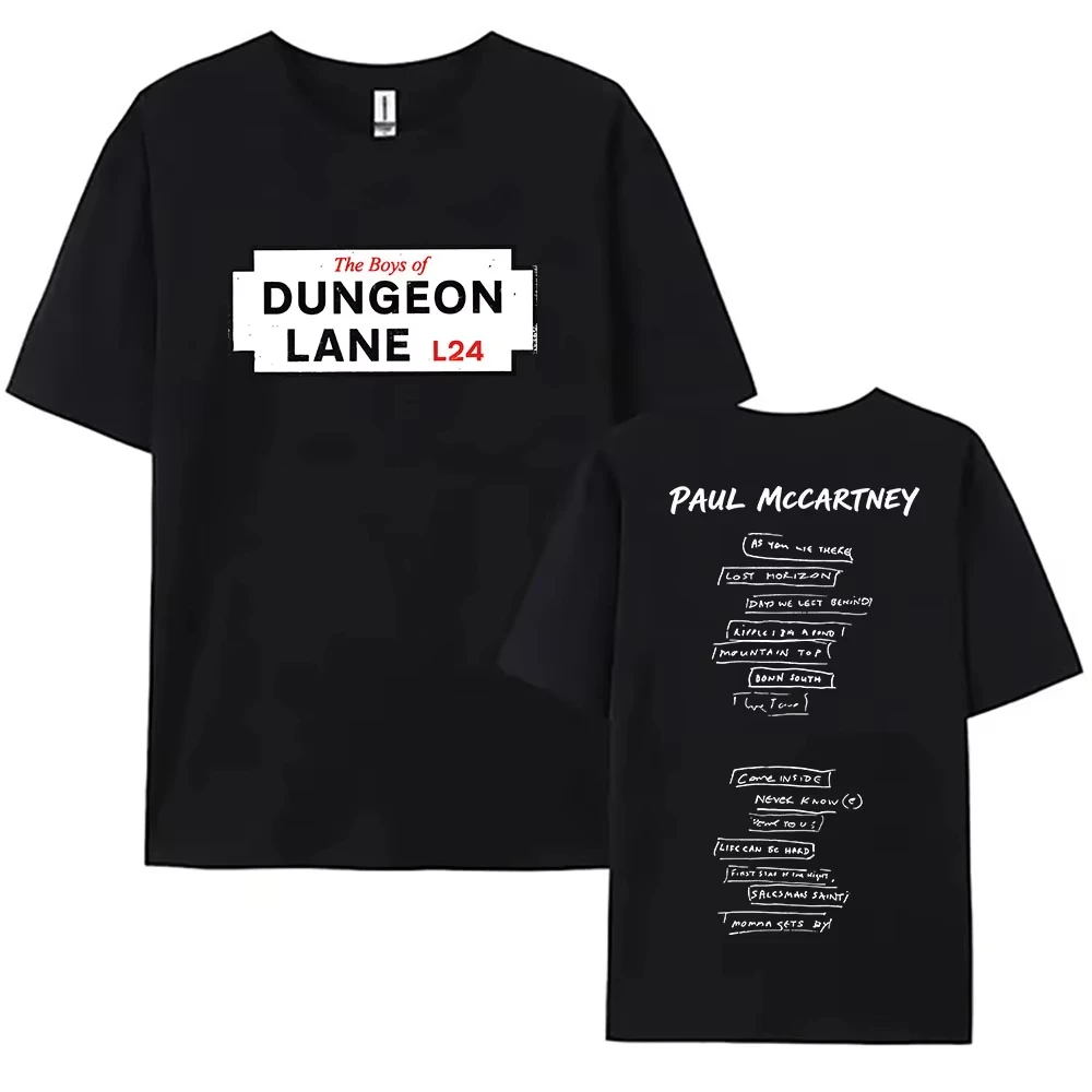 The Boys of Dungeon Lane Letter Graphic Men's Women T-shirt Singer Paul McCartney Graphic Neutral Shirt Summer Casual Loose Tees