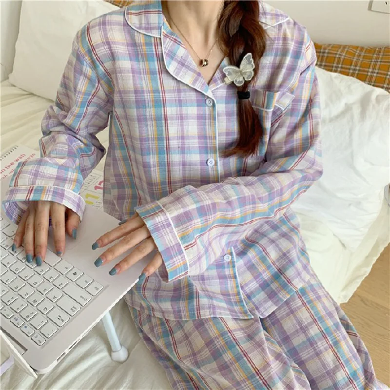 Spring And Autumn 2 Piece Women\'s Pajamas Homewear Female Students Homewear Pajama Sets Girls Pajamas Underwear Sets